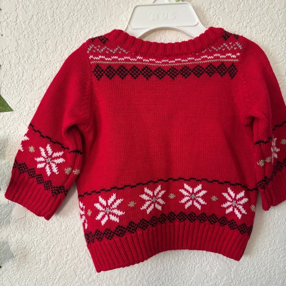 Koala Baby Red Christmas Holiday Reindeer Fair Isle Knit Sweater Size 3 Months